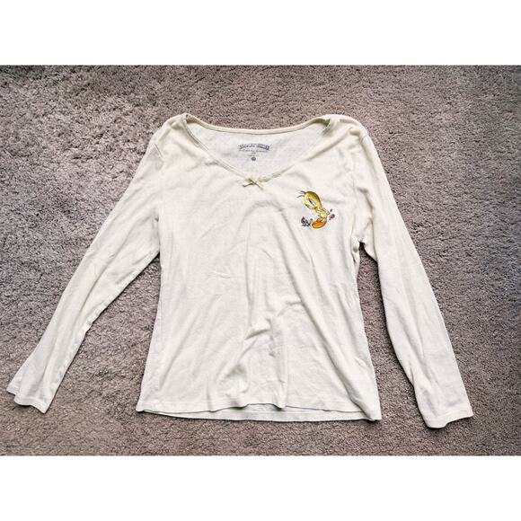 Vintage Warner Bros Looney Tunes Tweety Bird Long Sleeve 2X Yellow Retro 90s - Picture 2 of 5